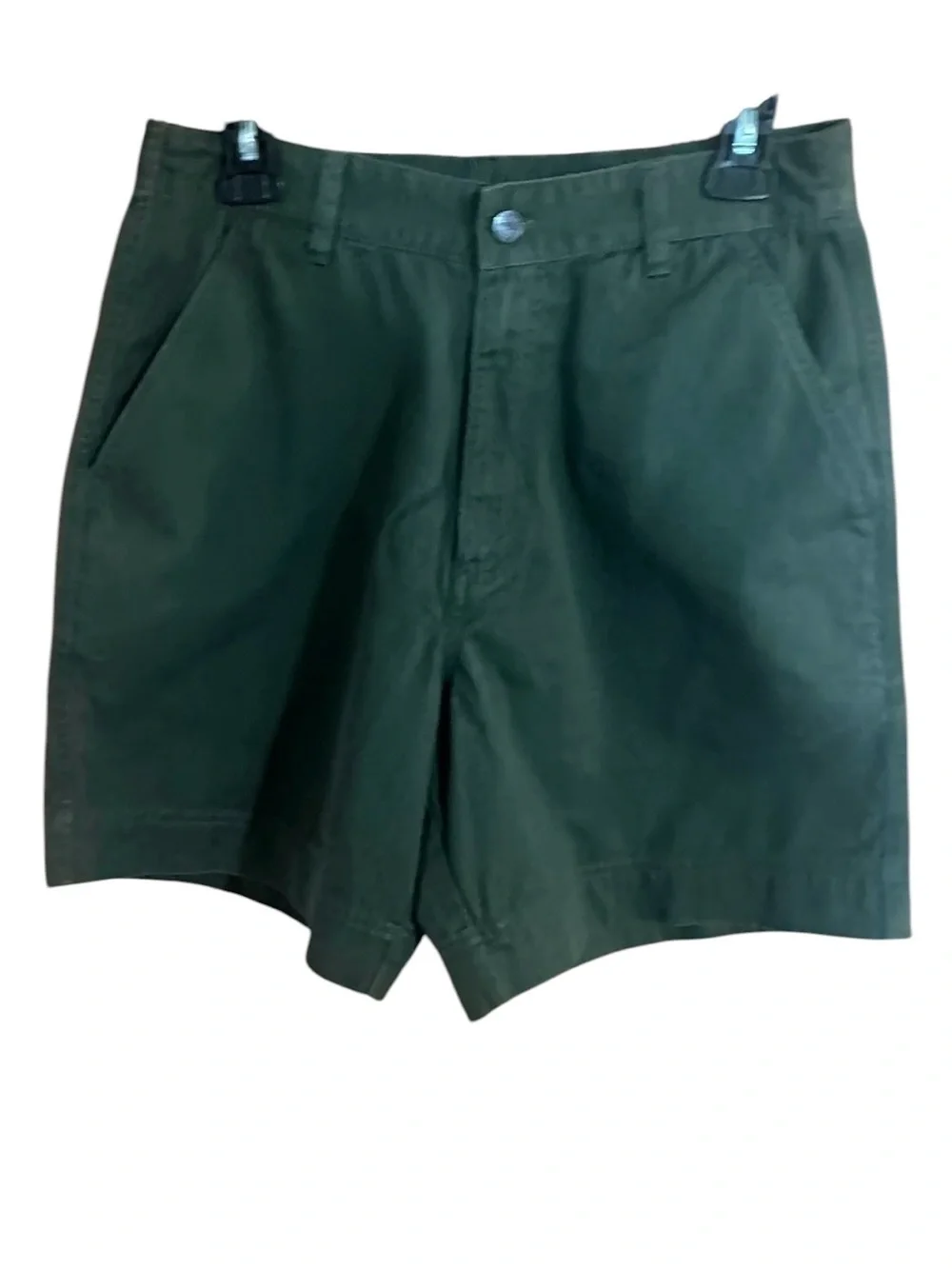 Kahala Men’s Olive Green Cotton Casual Shorts Size 30 Elastic Waist Button Pocke